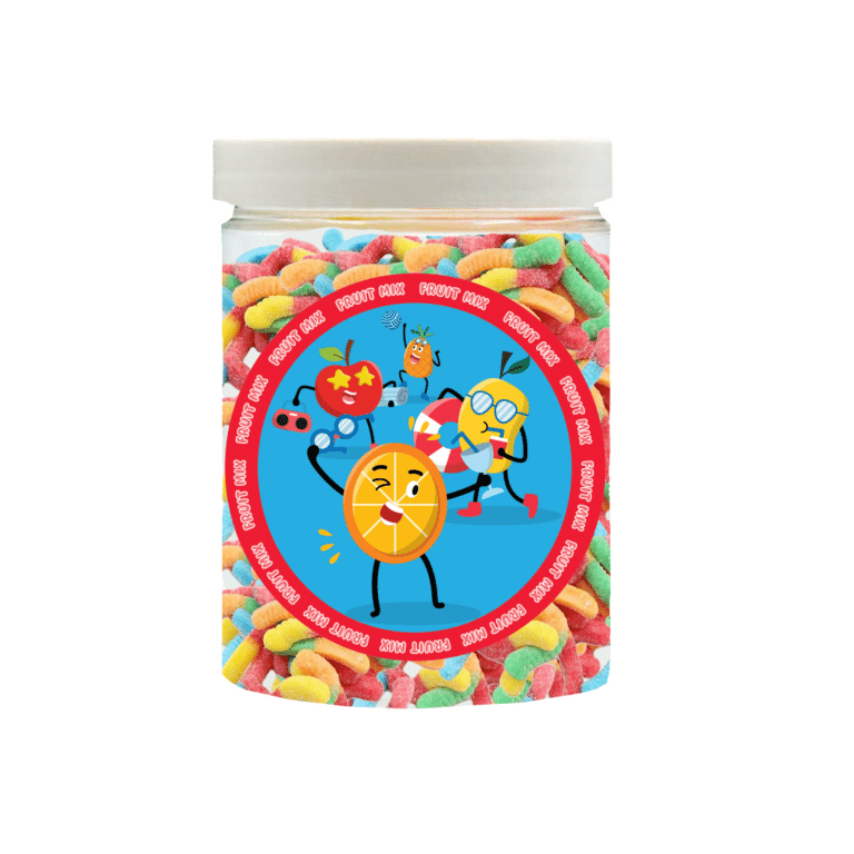 Guminukai cukruje YUMMY GUMMY (Mažų sliekų form., Įvairių vaisių sk.) 200g